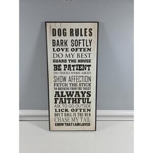 Dog Rules Home Decor Sign 8.5x18.5 Wall Hanging Wood Plaque Pet Lover